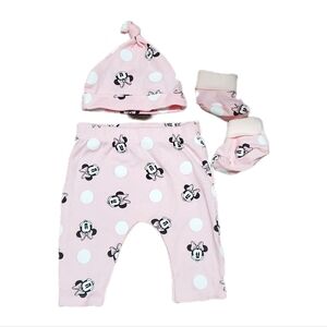 Disney Baby Girl's Pink 3-Piece Pant, Cap, Footies Set Size 0-3Months